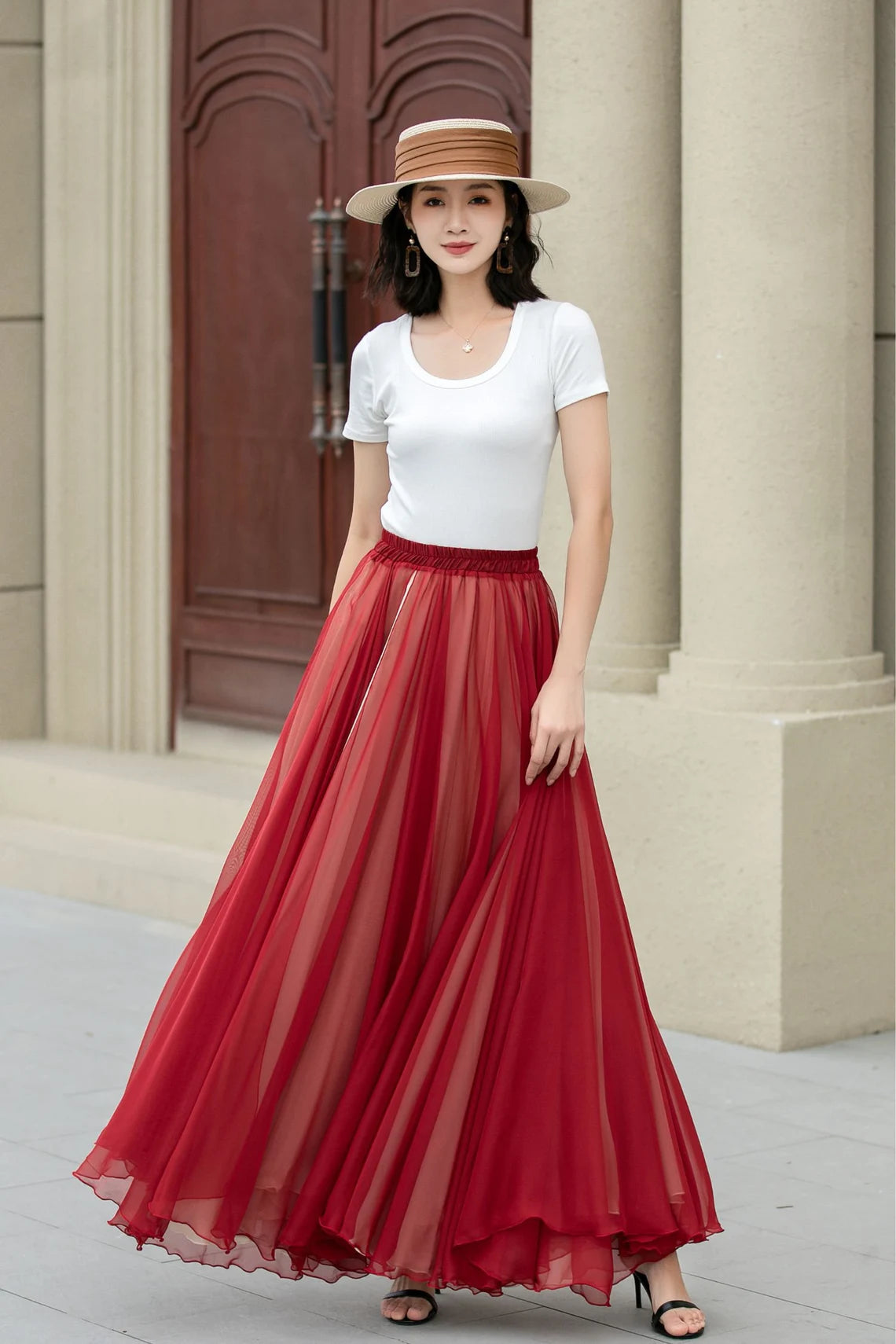Grace in Layers — Red and Pink Open Skirt