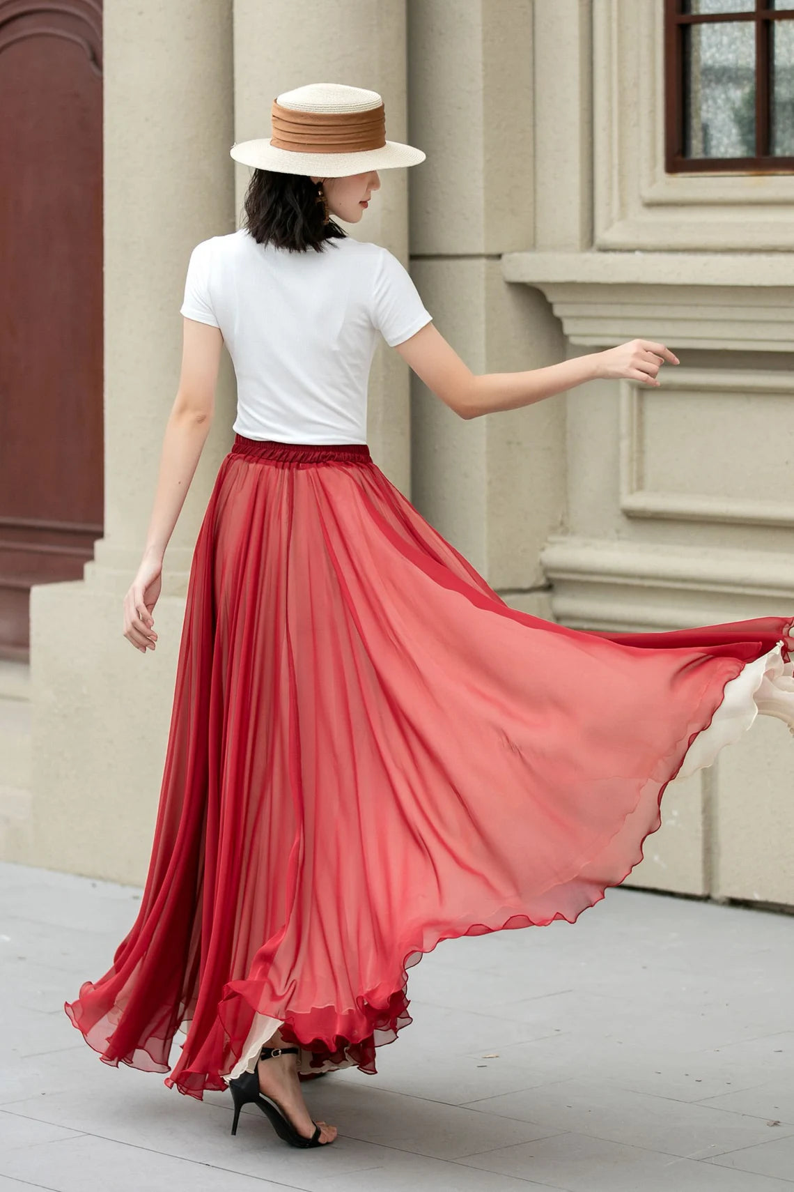 Grace in Layers — Red and Pink Open Skirt
