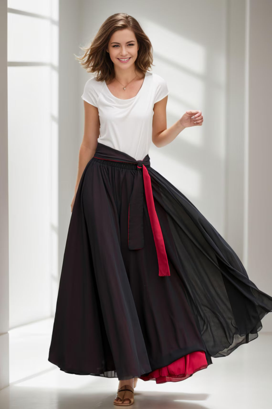 Double Layered Skirt and Elegant Top Set