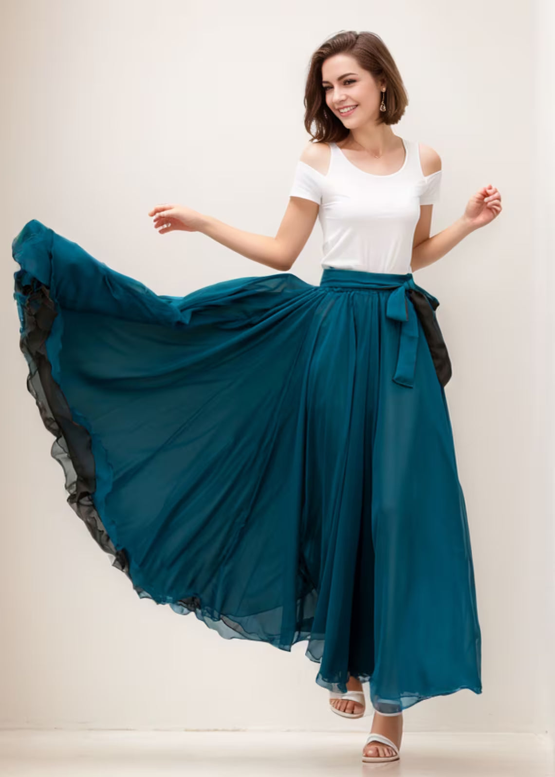 Double Layered Skirt & Elegant Top Set