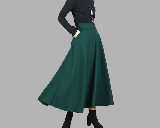 Emerald High-Waist Vintage Dress