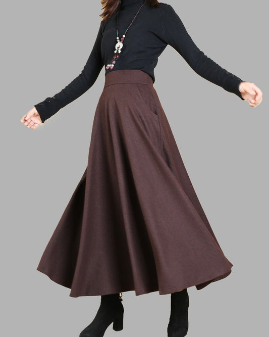 Dark Brown Classic Wool Skirt 🤎