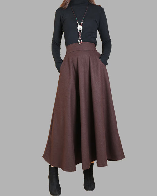 Dark Brown Classic Wool Skirt 🤎