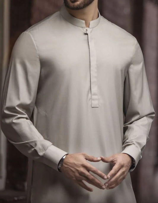 Minimalist Light Grey Shalwar Qameez – Modern Traditional Wear
