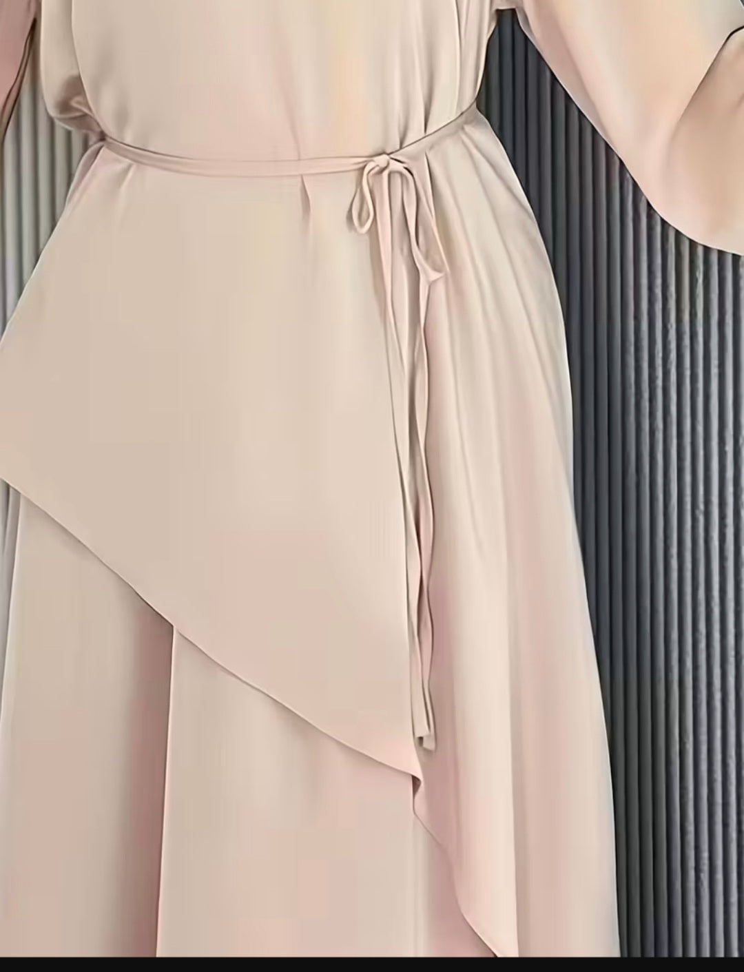 Beige Long Sleeve Dress with Layered Skirt – Elegant & Timeless Women’s Outfit