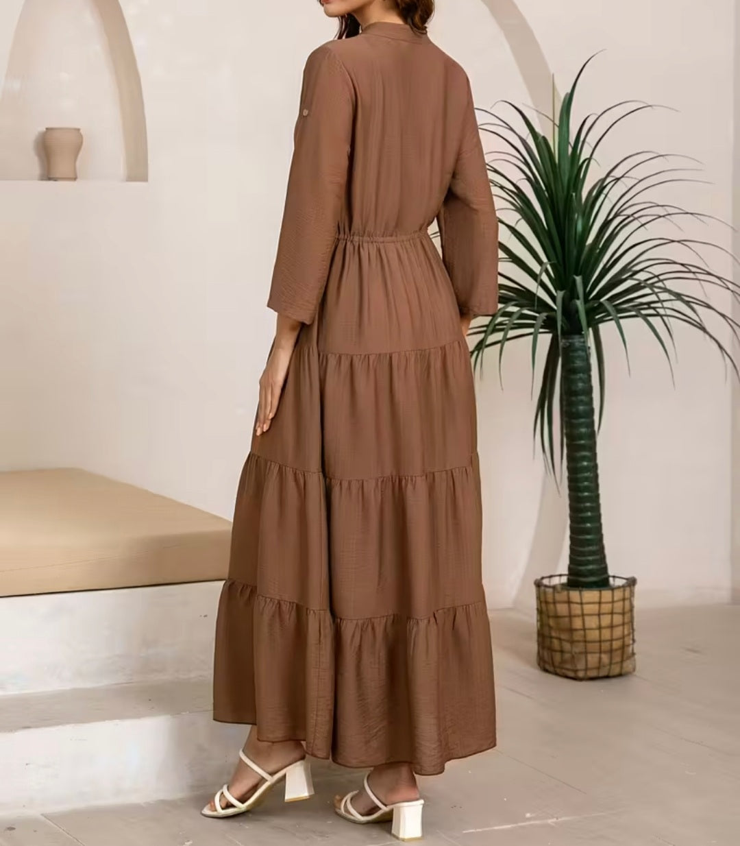 Brown Linen Frock – Casual Yet Sophisticated Outfit