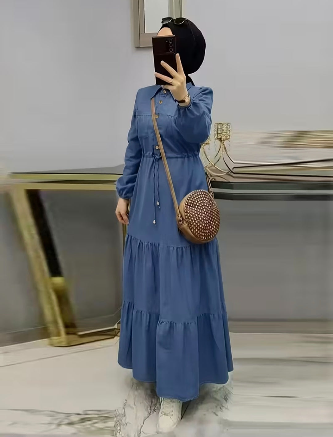 Blue Frock-Style Gown – Elegant, Flowy & Feminine Look