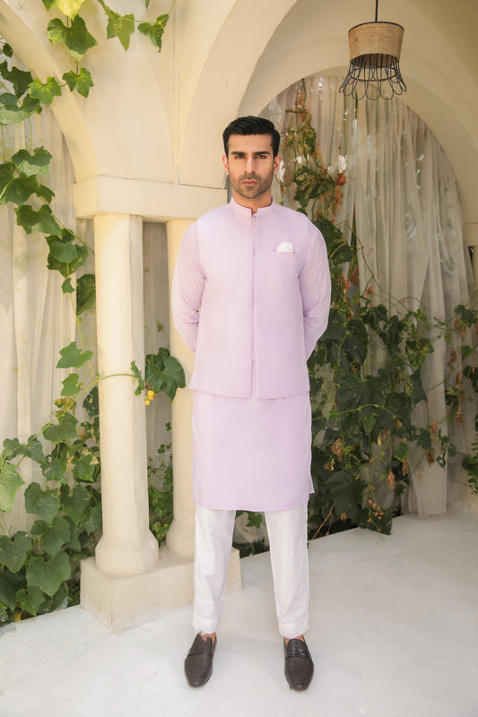 Soft Lilac Waistcoat in Premium Blend Fabric