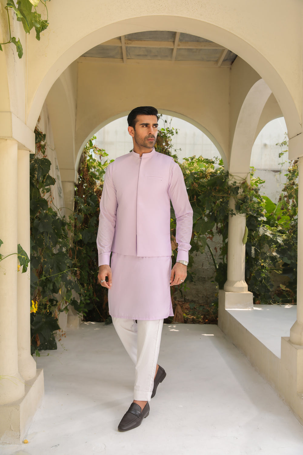 Soft Lilac Waistcoat in Premium Blend Fabric
