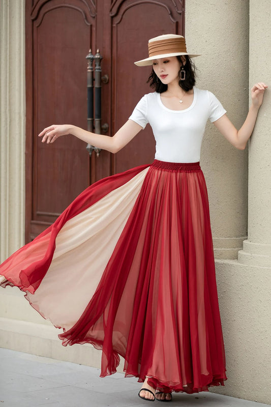 Grace in Layers — Red and Pink Open Skirt