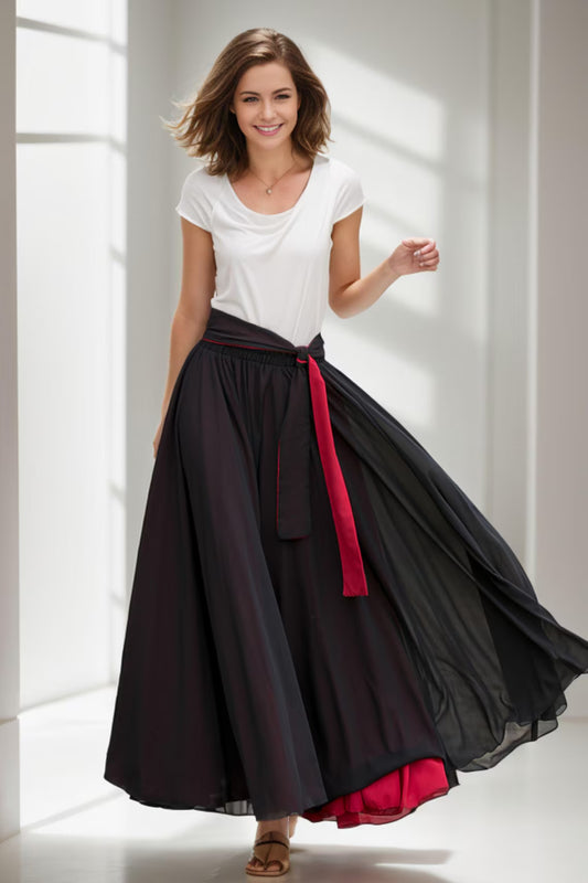 Double Layered Skirt and Elegant Top Set
