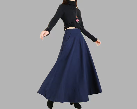 FAYAQUN Signature Set – Blue Skirt & Black Shirt