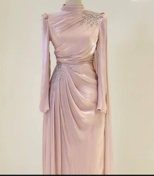 Rich Burgundy Dress with Ornate Brooch Accent