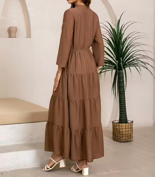Brown Linen Frock – Casual Yet Sophisticated Outfit