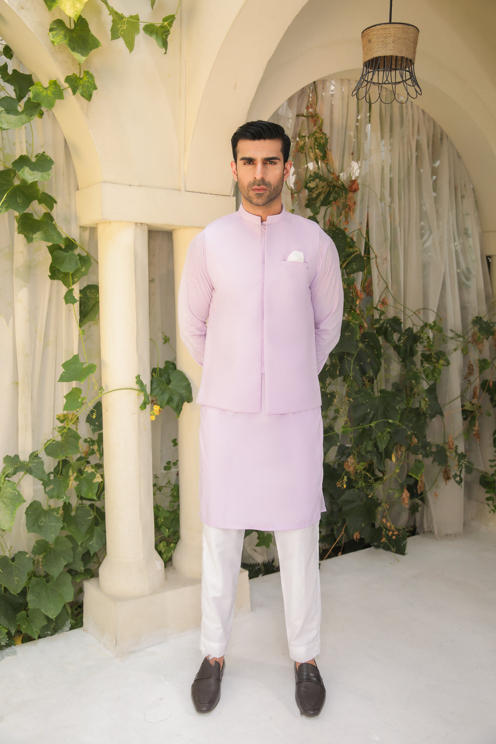 Soft Lilac Waistcoat in Premium Blend Fabric